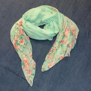 Teal and floral scarf